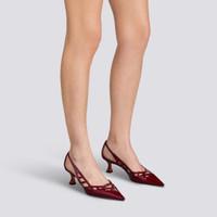 Women's red patent leather mid-heel pump - Santoni - 2