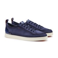 Sneaker da uomo in nabuk blu - Santoni - 2