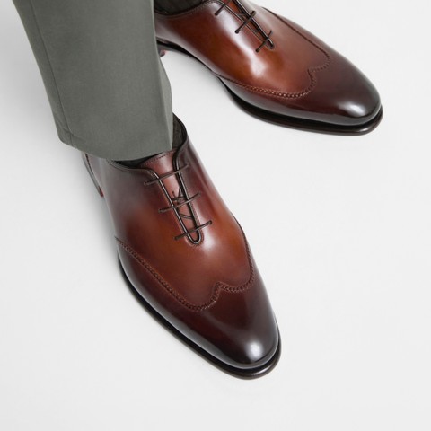 Men's dark brown leather Oxford shoe - Santoni - 7