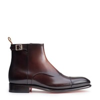 Men's dark brown leather ankle boot - Santoni - 1