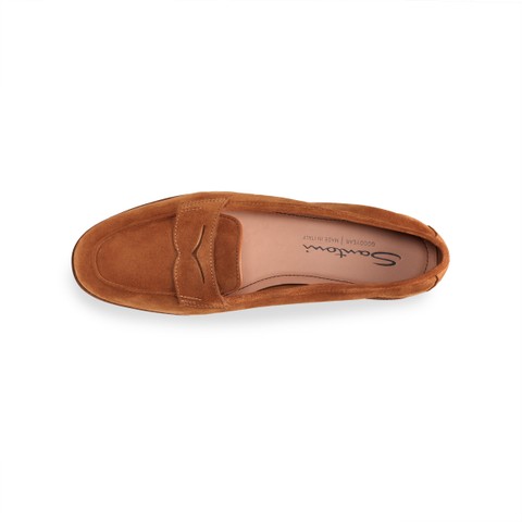 Women's brown suede Carla penny loafer - Santoni - 5