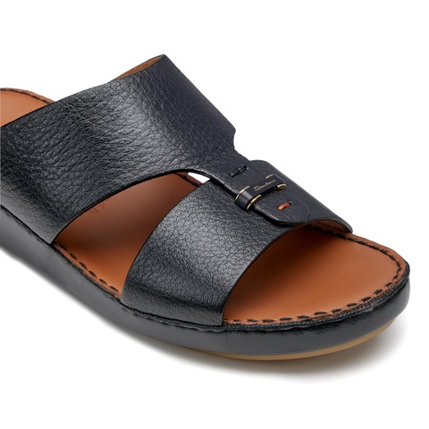 Men's black leather sandal - Santoni - 5