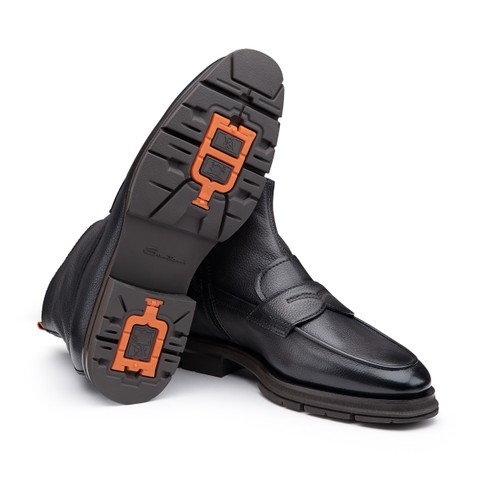 Men's grey tumbled leather Carlo Ice ankle boot - Santoni - 3