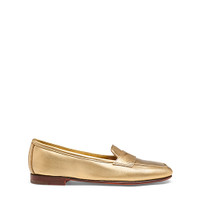 Women's gold laminated leather Carla loafer - Santoni - 1