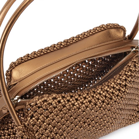 Gold woven leather shoulder bag - Santoni - 2