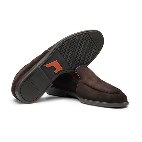 Men's dark brown suede loafer - Santoni - 3