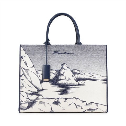 Blue fabric shopper - Santoni - 1