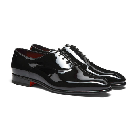 Men's black patent leather Oxford shoe - Santoni - 3