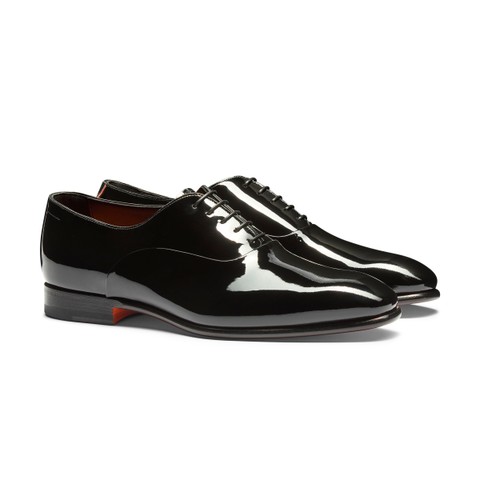 Men's black patent leather Oxford shoe - Santoni - 3