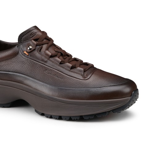 Men's dark brown leather Easy Bounce Mountain sneaker - Santoni - 5