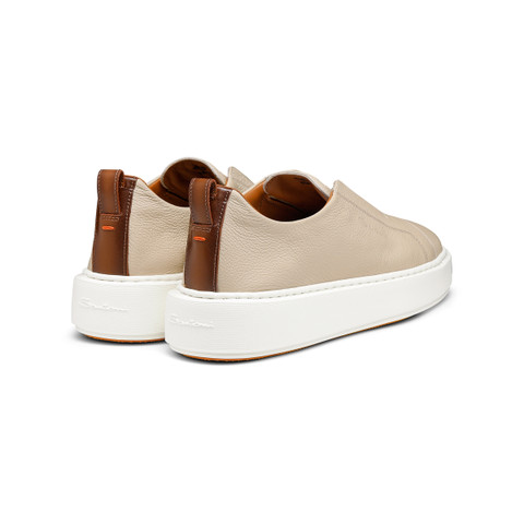 Women's pink tumbled leather slip-on sneaker - Santoni - 4