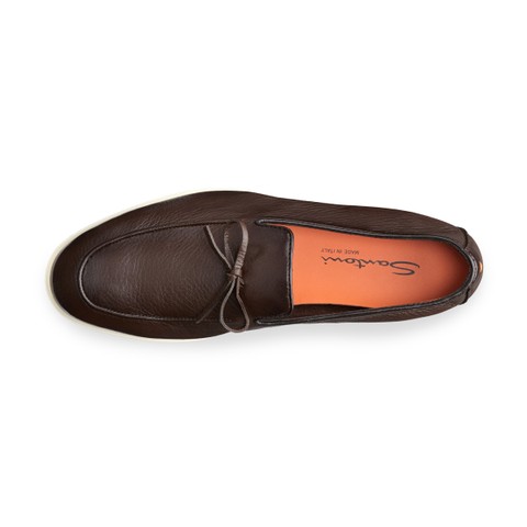Men's dark brown leather loafer - Santoni - 4