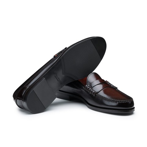 Dunkelbraune Penny Loafer f&uuml;r Herren aus Leder - Santoni - 3