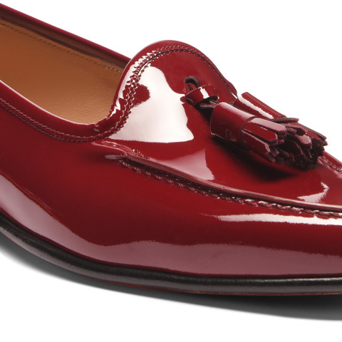 Women's red patent leather Andrea tassel loafer - Santoni - 5