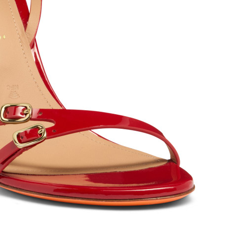 Women's red patent leather high-heel sandal - Santoni - 6
