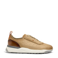 Sneaker à enfiler en nubuck et cuir marron clair pour homme - Santoni - 1
