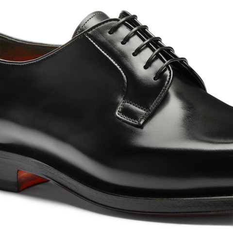 Men&rsquo;s polished black leather Derby shoe - Santoni - 6