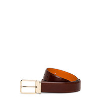 Men’s polished brown leather adjustable belt - Santoni - 1