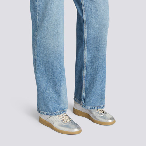 Women's silver laminated leather DBS Oly sneaker - Santoni - 2