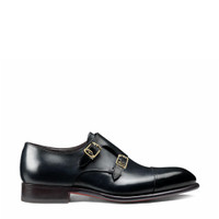 Men's blue leather double-buckle shoe - Santoni - 1