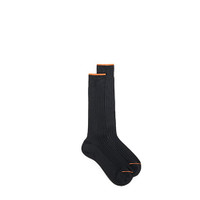 Black Filo di Scozia mercerised cotton crew socks - Santoni - 1