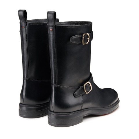 Women's black leather ankle boot - Santoni - 3