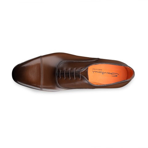 Men's dark brown leather Oxford shoe - Santoni - 4