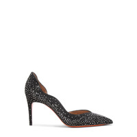 Women's black suede and strass high-heel pump - Santoni - 1