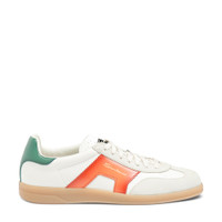 Men's white, green and orange leather and suede DBS Oly sneaker - Santoni - 1