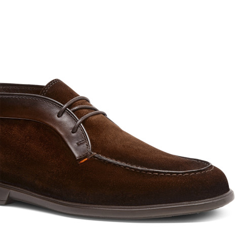 Men's dark brown suede and leather desert boot - Santoni - 6