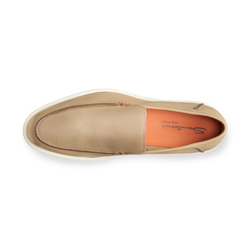 Beigefarbene Loafer f&uuml;r Herren aus Leder - Santoni - 4