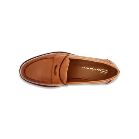 Mocassin en cuir marron clair pour femme - Santoni - 5