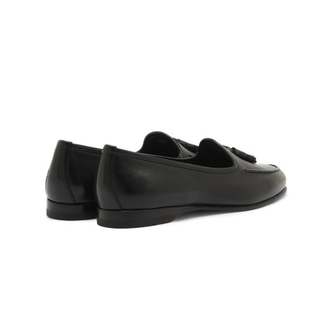 Women's black leather Andrea tassel loafer - Santoni - 4