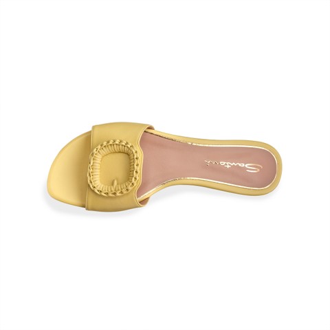 Women's yellow leather slide sandal - Santoni - 4
