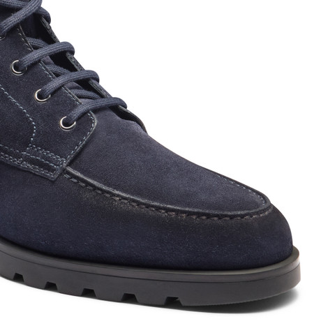 Men’s blue suede lace-up boot with fur - Santoni - 5