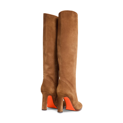 Botas de tacón alto de mujer de ante marrón claro - Santoni - 3