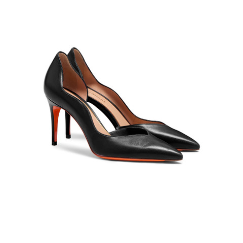 Women's black leather high-heel pump - Santoni - 3