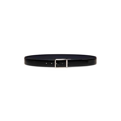 Reversible and adjustable black and blue leather belt - Santoni - 5