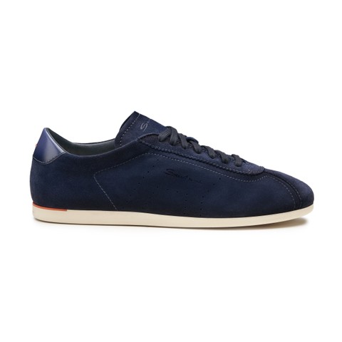 Men's blue suede sneaker - Santoni - 1
