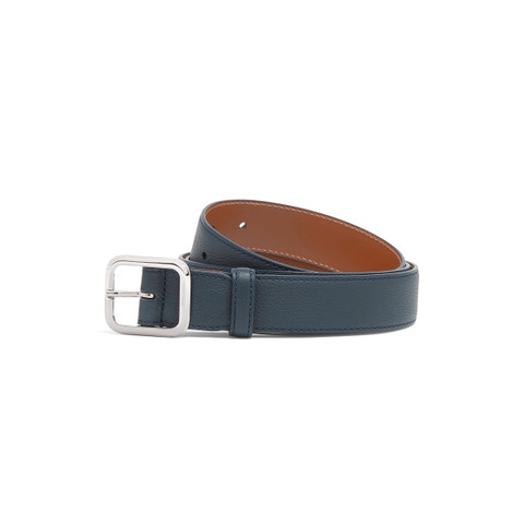 Ceinture réglable en cuir foulonné bleu - Santoni - 1
