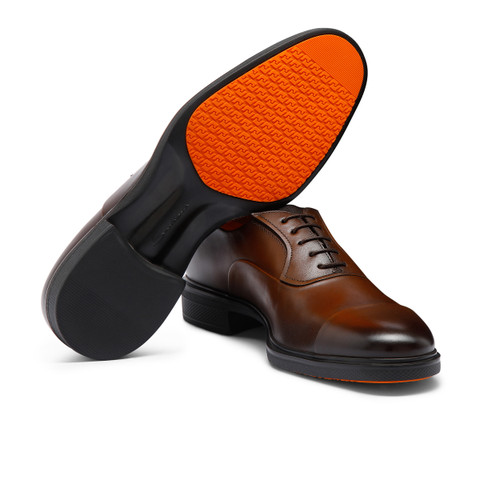 Men's dark brown leather Easy lace-up - Santoni - 4