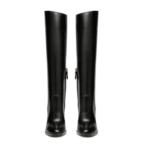 Women's black leather high-heel boot - Santoni - 5