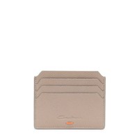 Dove grey tumbled leather credit card holder - Santoni - 1