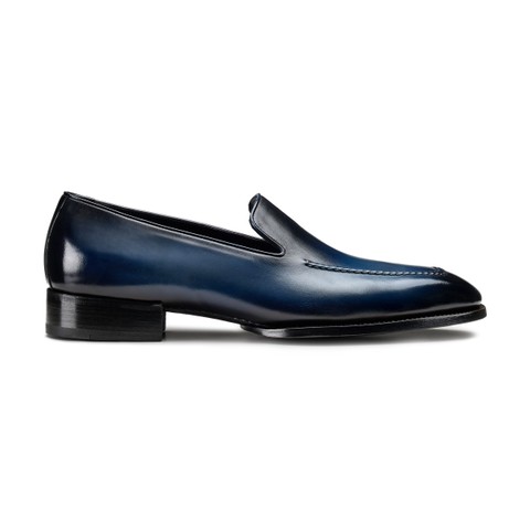 Men's blue leather Limited Edition loafer - Santoni - 1