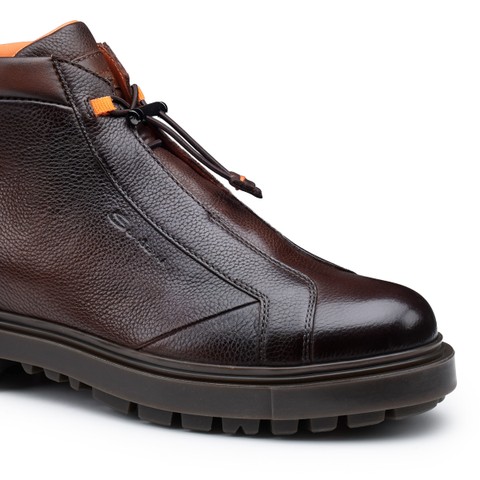 Men's dark brown leather hiking boot - Santoni - 6