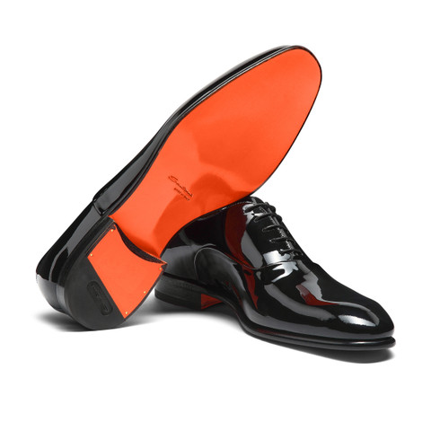 Men's black patent leather Oxford shoe - Santoni - 4