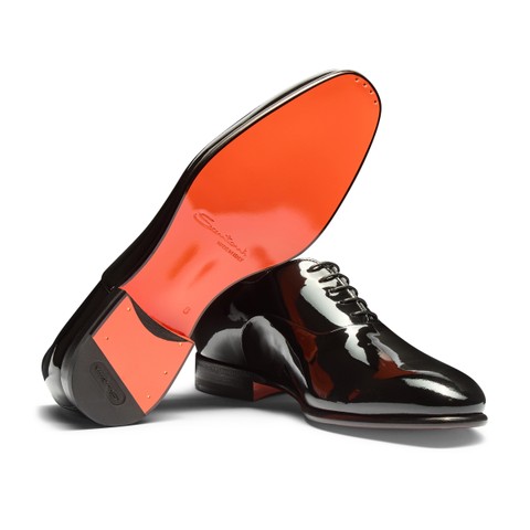 Men's black patent leather Oxford shoe - Santoni - 4