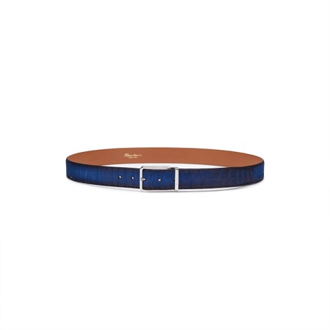 Blue alligator nubuck belt - Santoni - 3