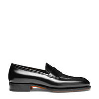 Men's black leather penny loafer - Santoni - 1