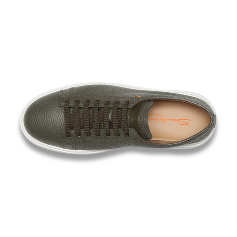 Men's green tumbled leather sneaker - Santoni - 5